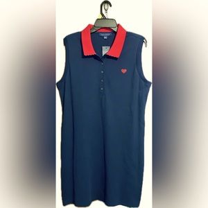 NWT Tommy Hilfiger Knit Sleeveless Polo Dress Size XL, Blue/Red